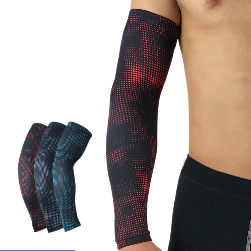 Arm Sleeve1pc длинные налокотники рукав спандекс горошек печатные дышащие противоскользящие влагоотводящие эластичные руки обертывание протектор