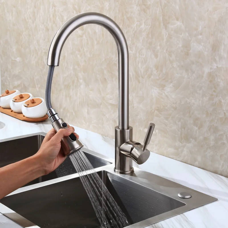 

pull out kitchen sink faucet hot and cold mixer water all copper rotary washing vegetable pool pull out trough faucet