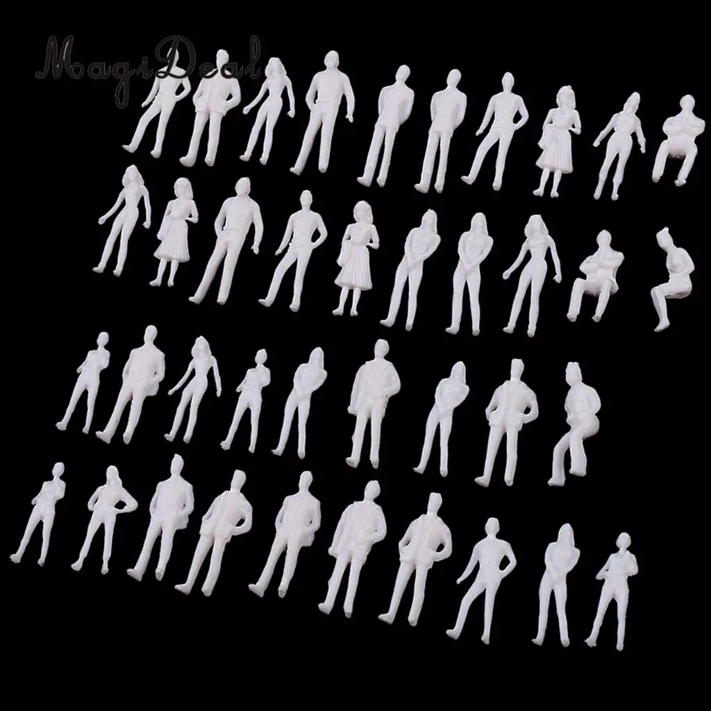 40Pcs 1/50 & 1/75 Scale Unpainted Model People Miniature Figures Architectural Model Human Plastic Scene Simulation
