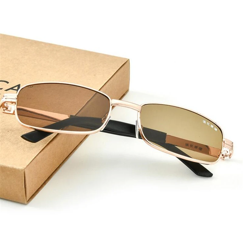 Стекло оптические стёкла солнцезащитные очки для женщин для мужчин Ретро Металл Малый рамки коричневый линзы вождения Защита от солнца стекло es gafas де
