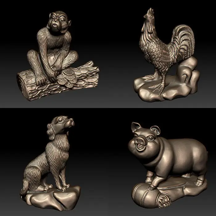 

12PCS 3D model for cnc 3D carved figure sculpture machine in STL file format-The Chinese culture, Chinese zodiac
