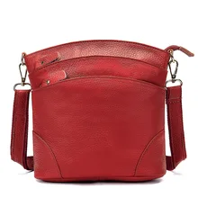 Bolsa de ombro de couro genuíno feminina, pequena bolsa de mão feita em couro com alça carteiro