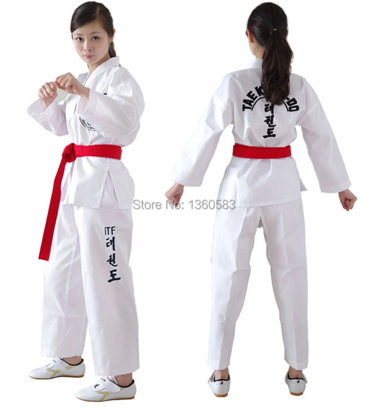 100 Cotton Taekwondo Uniform Adult Children Taekwondo Outfit Tkd Clothes Itf Dobok Kickboxing Training Suit Karate Clothing Suit Valet Clothing Punksuit Sample Aliexpress