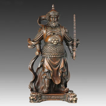 

ATLIE Pure Bronze Chinese Tang Dynasty Famous Yuchi Gong Statue Sculpture the God of Door Brass Figurine Hallway Hall Decoration