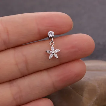 

1PCS Women stainless steel Ear Studs Piercing Jewelry Tragus Earrings Cartilage Helix Cross/star/Heart Shape Pendant Ear Bone Na