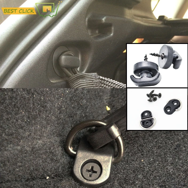 

2PCS Cargo Net Tie Down Hooks Retainer Clips With Screws For Rear Trunk Boot Envelope Floor Net Ring Loop Fixing Accessories