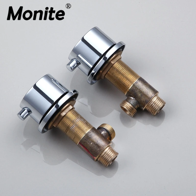 

Monite Bathroom Faucet Accessories Control Valve Rotatable Handle Chrome Brass Double Handle Deck Mount CC