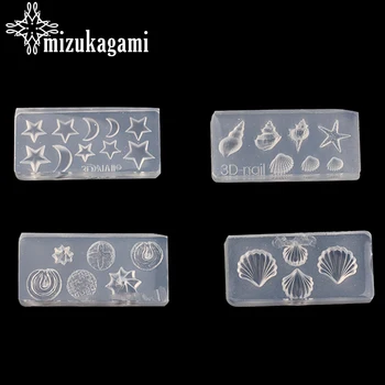 

1pcs UV Resin Jewelry Liquid Silicone Mold 3D Moon Stars Shell Sea Snail Resin Charms Mold For DIY Jewelry Nail Art Mold