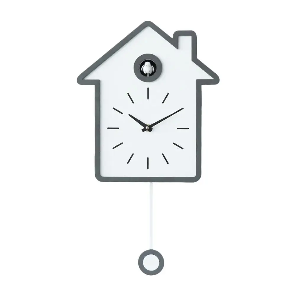 Деревянные часы с принтом «Cuckoo», настенные часы для гостиной с будильником, короткие современные часы с изображением птиц, детские украшения, домашние украшения 30E - Цвет: Gray