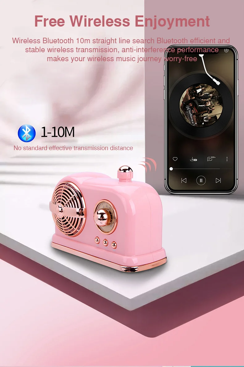 Retro Bluetooth Speaker Portable Wireless Speakers Column Bass Stereo Subwoofer Support TF Card USB disk Music Player (5)