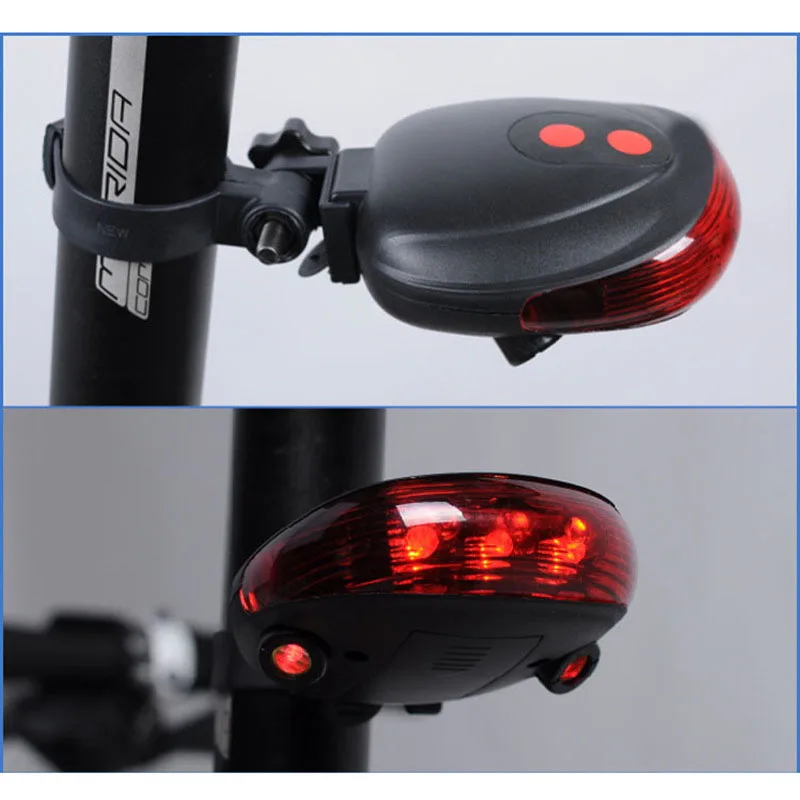 Discount Bicycle Taillight Waterproof Cycling Bike Bicycle Light 5 LED 2 Laser 7 Flash Mode Bike Rear Lights Bike Accessories 1