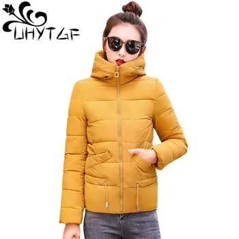 

UHYTGF 2018 Winter Jacket Women Tops Harajuku Warm Hooded Jacket Ladies Short Down Cotton Coat Fashion Clothes Parka Coats 429