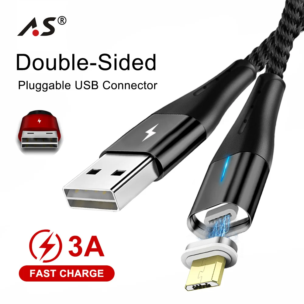 

A.S Micro USB Cable 1m 2m Magnetic for Xiaomi Redmi Note 3A Fast Charging Mobile Phone USB Charger Data Cable for Samsung S7 LG