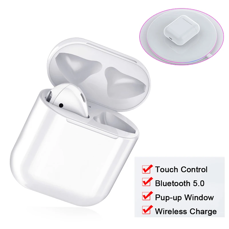 

i90 TWS Bluetooth 5.0 Earphone Pop-ups Touch Control Sports Music Mini Earpiece + case True Wireless Charging Earbuds for phone