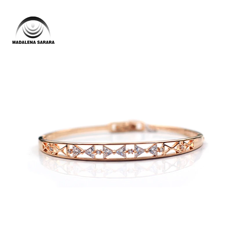 

MADALENA SARARA AAAA Zircon Inlaid Bracelet Gold Tone Copper Bracelet Knotbow Style Inlaid Women Jewelry Luxury Easy Open