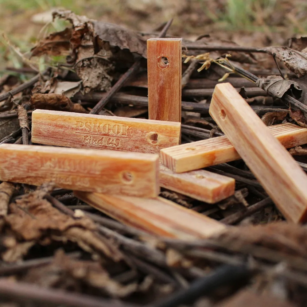 

PSKOOK Fatwood Fire Starter Primitive Outdoor Survival Skills Emergency Kit -7pcs
