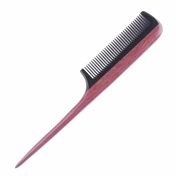 

Hair Combs - Fine Tooth Wooden Tail Comb - No Static Purpleheart Wood Comb With Black Buffalo Horn Teeth