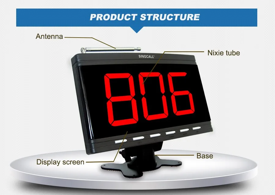 Беспроводная система вызова, Сервер подкачки для ресторана, кафе, офиса, фабрики, supermarket.3 цифры на дисплее приемник