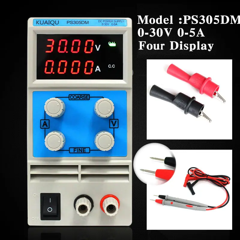 

Lab Power Supply Bench Source Digital Power Supply Unit 30V 5A Switched Source +Tester Probe+Crocodile Clamp Set