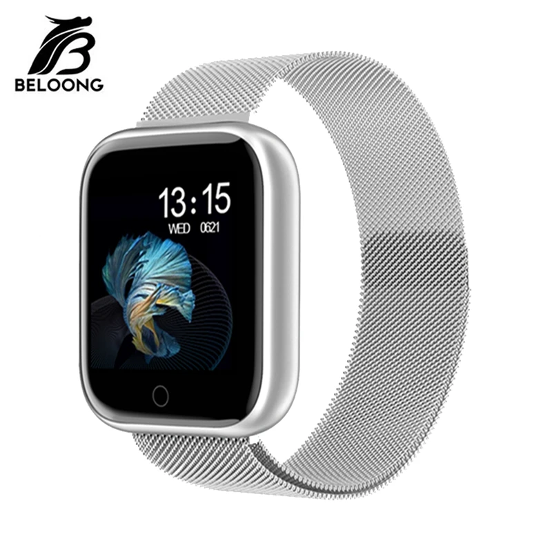

BELOONG Y80 Plus Color Screen Milanese QuickFit Strap Heart Rate Blood Pressure Oxygen Monitor Romote Camera Control Smart Watch