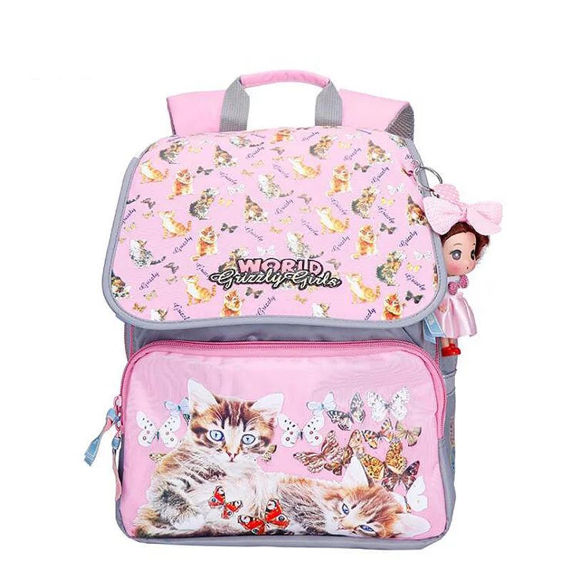 

High quality Grizzly Children Primary School Bag Bookbag Infantil Backpack for Girls Cartoon Pattern Waterproof Mochila