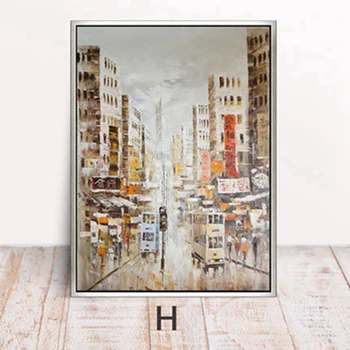 

Free Shipping Abstract Paris Street City Scenery Oil Painting Hand Painted Abstract Canvas Wall Art Home Decor Unframed Painting
