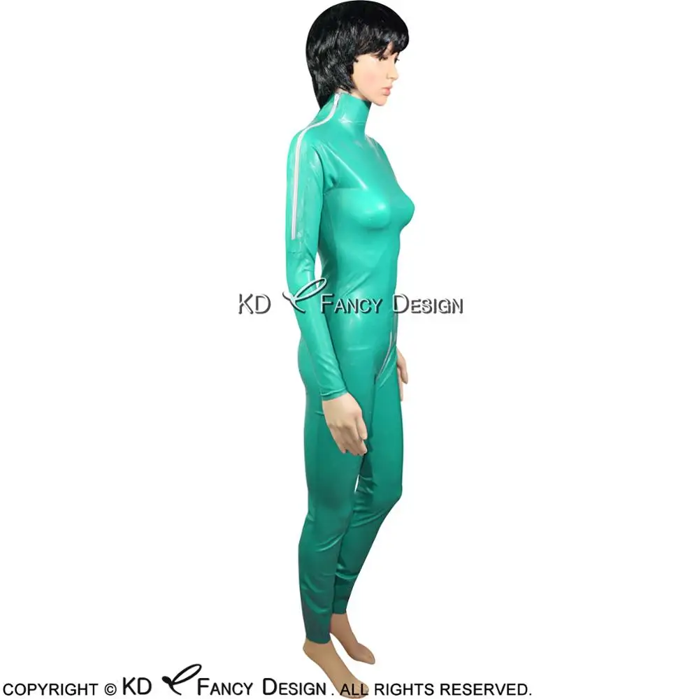 Buy Jade Green Sexy Latex Catsuit With Shoulder