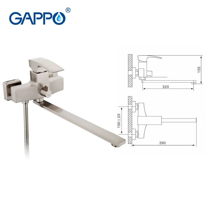 GAPPO 180 градусов вращающийся длинный смеситель для ванны с изливом с ручной душевой щеткой поверхность отделка ванны Краны смеситель для душа