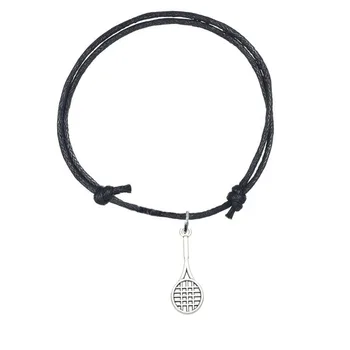 

Skyrim 10pcs/lot Athleisure Style Korea Wax Cord Adjustable With Bracelets Tennis Racket Charm For Women Eight Colors Choices