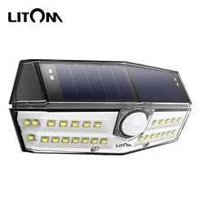 Litom 30 LED Solar Lights Outdoor IP67 Waterproof Solar Garden Pathway Patio Light Super Bright Solar Lamps With Motion Sensor