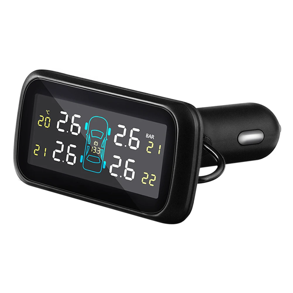 Auto Car Wireless 4 External Sensors Alarm System LCD Display Tyre Tire Pressure Monitoring System for