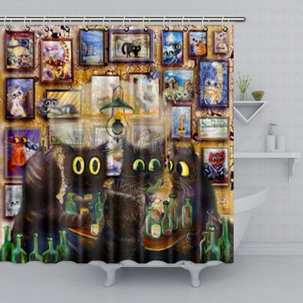 

Aplysia Animal Oil Painting Shower Curtain Cats Exhibition 72x72 Inches Eco-Friendly Waterproof Bathroom Curtain with Hooks