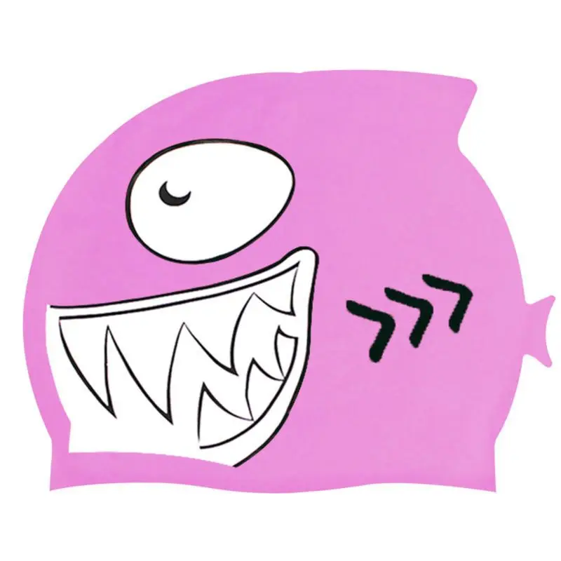 Детская Унисекс Водонепроницаемая силиконовая шапочка для плавания Яркая Цветная мультяшная рыба в форме акулы противоскользящая защита для ушей шапочка для плавания ming