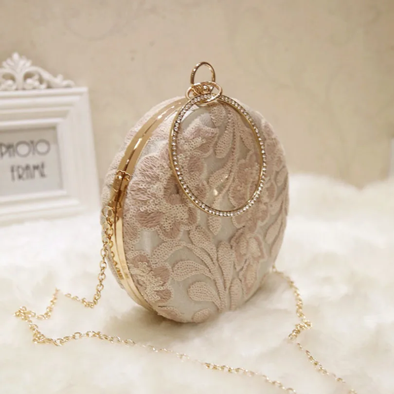 Women Embroider Floral Decoration Evening Bag Ladies Flower Wedding Circular Lace Clutches Female Pink Black Clutch Purse Women Embroider Floral Decoration Evening Bag Ladies Flower Wedding Circular Lace Clutches Female Pink Black Clutch Purse