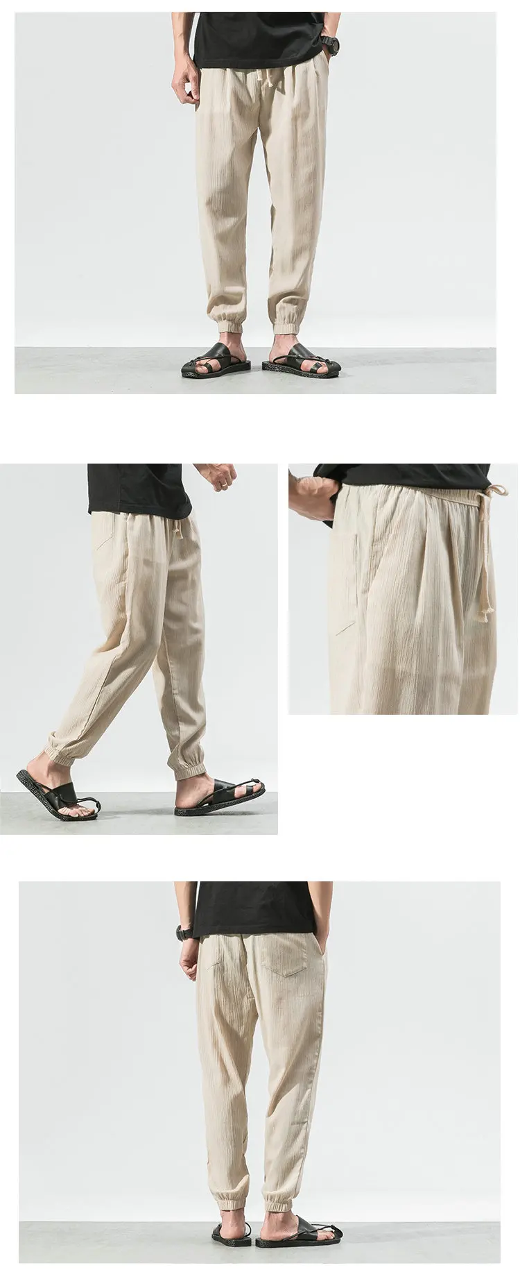 2019 летние горячие льняные мужские брюки повседневные по щиколотку мужские брюки тренировочные брюки мужские (Азиатский размер)