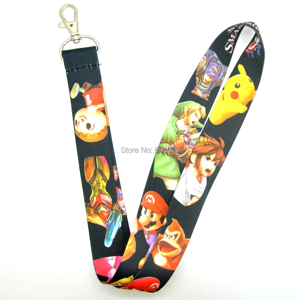 

20/Lot SUPER SMASH BROS Zelda Mario Lanyard Keys ID Neck Strap Retail