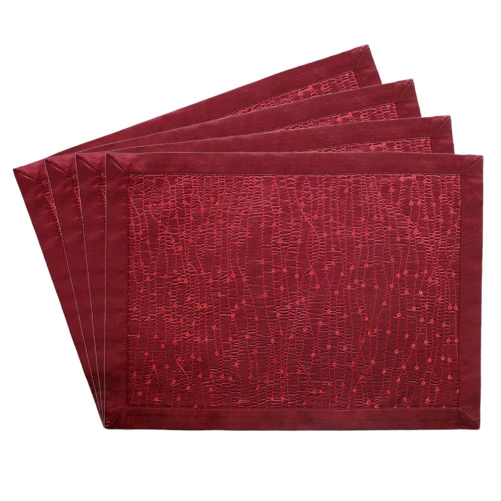 New Design Sparkle Glitter Burgundy Table Placemat Bling Bling Table