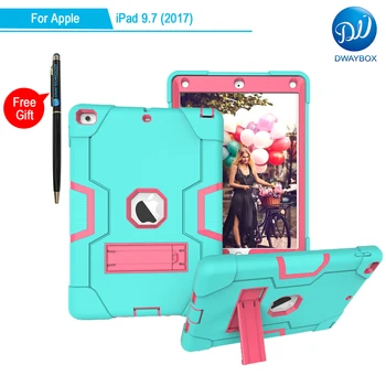 

DWAYBOX Shockproof Case For Apple New iPad 9.7 (2017) A1822 A1823 3 In 1 Absorption Hybrid Combo Protective Cover With Stand