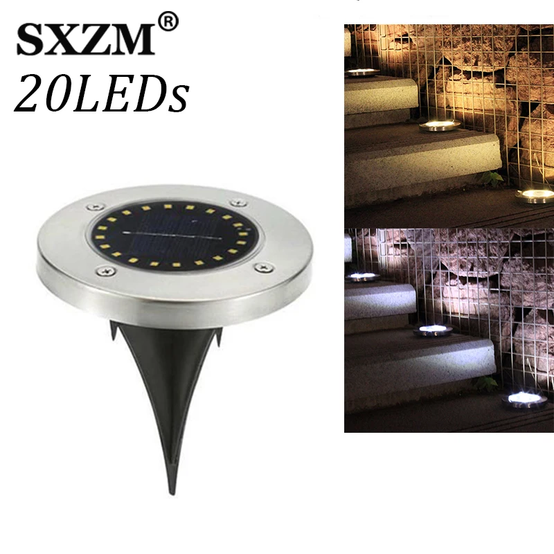

4PCS 20LED Solar Garden Light Solar Power Energy Ground Lawn Lamp With Sensitive Light Sensor Waterproof Outdoor Lights