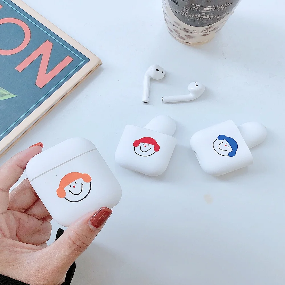 

Cute Simple Cartoon Smile Case For Airpods Cover Hard PC Wireless Bluetooth Earphone Case Coque For AirPods Earphone Accessories