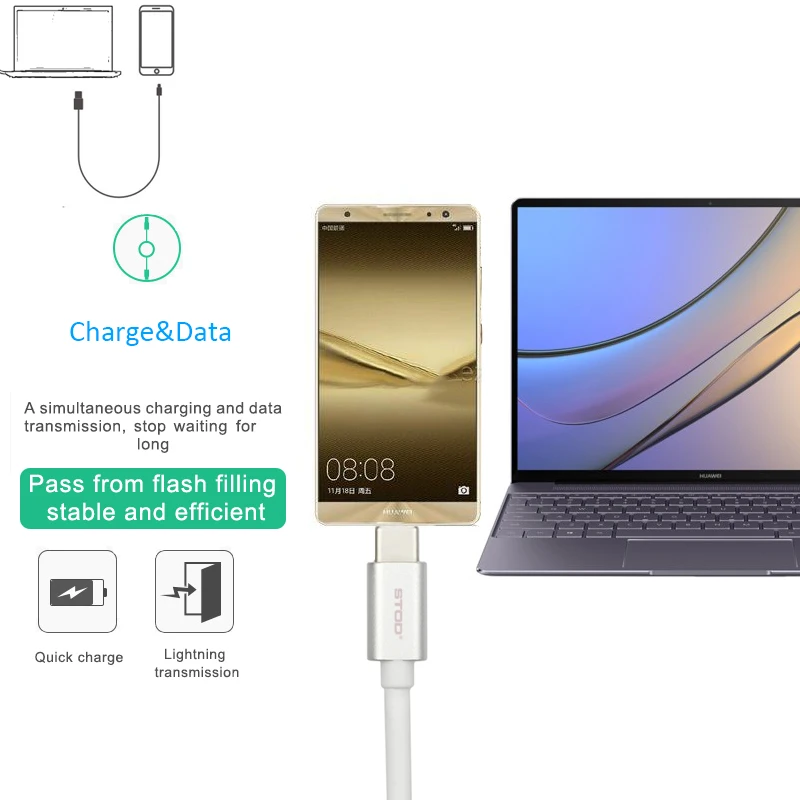 STOD usb type C кабель SuperCharge 5A 2 м 6.6ft Синхронизация данных Быстрая зарядка для huawei mate 9 10 20 P 10 20 30 Pro Honor USB-C провод