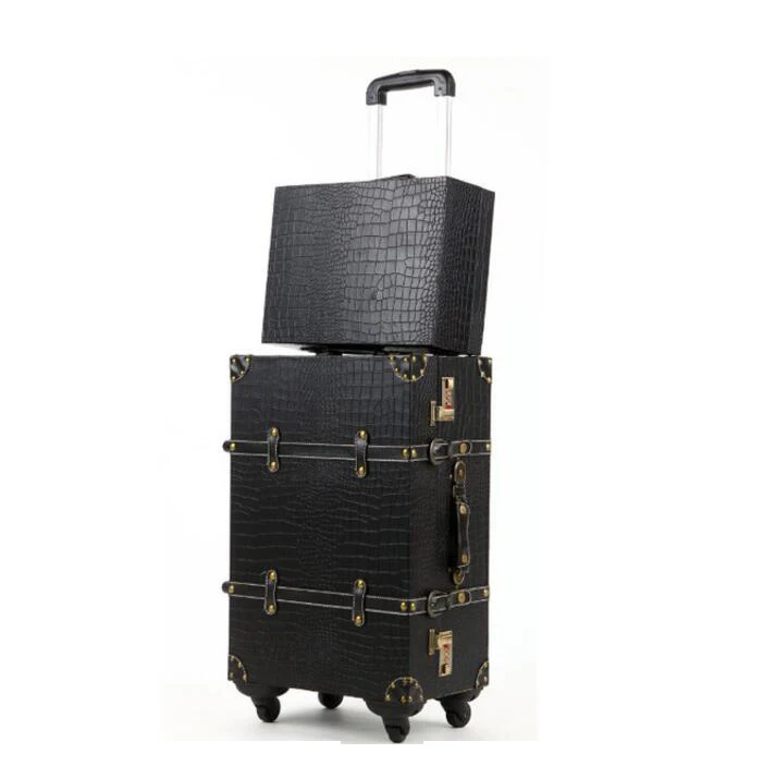 Travel tale 2" 24" 2" дюймов Спиннер дерево ретро сумки на колёсиках кожаный чемодан на колесиках для путешествий с колесиками для путешествия - Цвет: luggage VS smallbag
