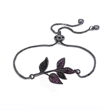 Fashion Charm Black Rhinestone Leaf Crystal Bracelet For Women Accessories Fashion Woman Bracelets 2019 Snake Bracelet Jewelry stylish rhinestone flower leaf bracelet for women