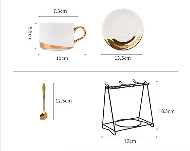 Кофейник кофейная чашка, европейская кофейная чашка, Керамическая маленькая Роскошная золотая элегантная английская послеобеденная чайная чашка, чайный сервиз, 6 комплектов