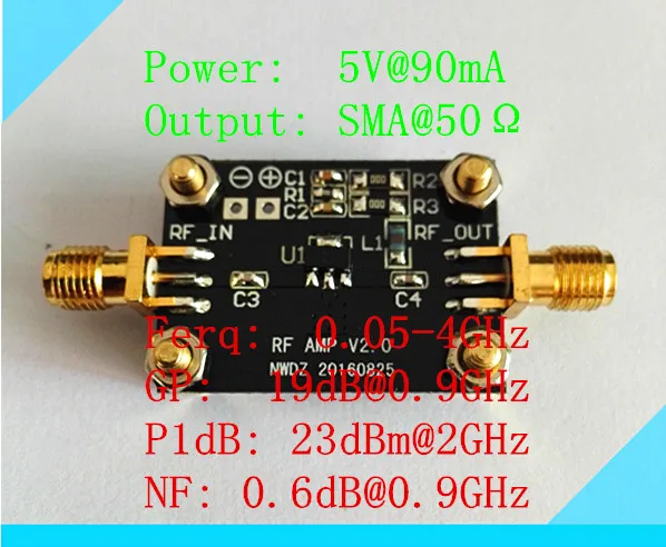 Ultra-Low Noise LNA 0.05-4G NF=0.6dB RF Amplifier FM HF VHF / UHF Ham Radio