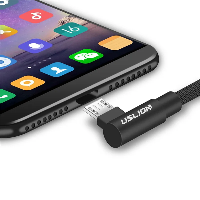 USLION Micro USB кабель для samsung Xiaomi huawei MEIZU Android L Тип MicroUSB Быстрая Зарядка Кабели адаптер данных кабель