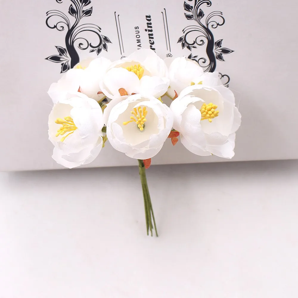 6 шт., искусственные цветы, мини-бутон чайной розы для свадьбы, украшения дома, ювелирные аксессуары, цветы для скрапбукинга, сделай сам, товары для рукоделия