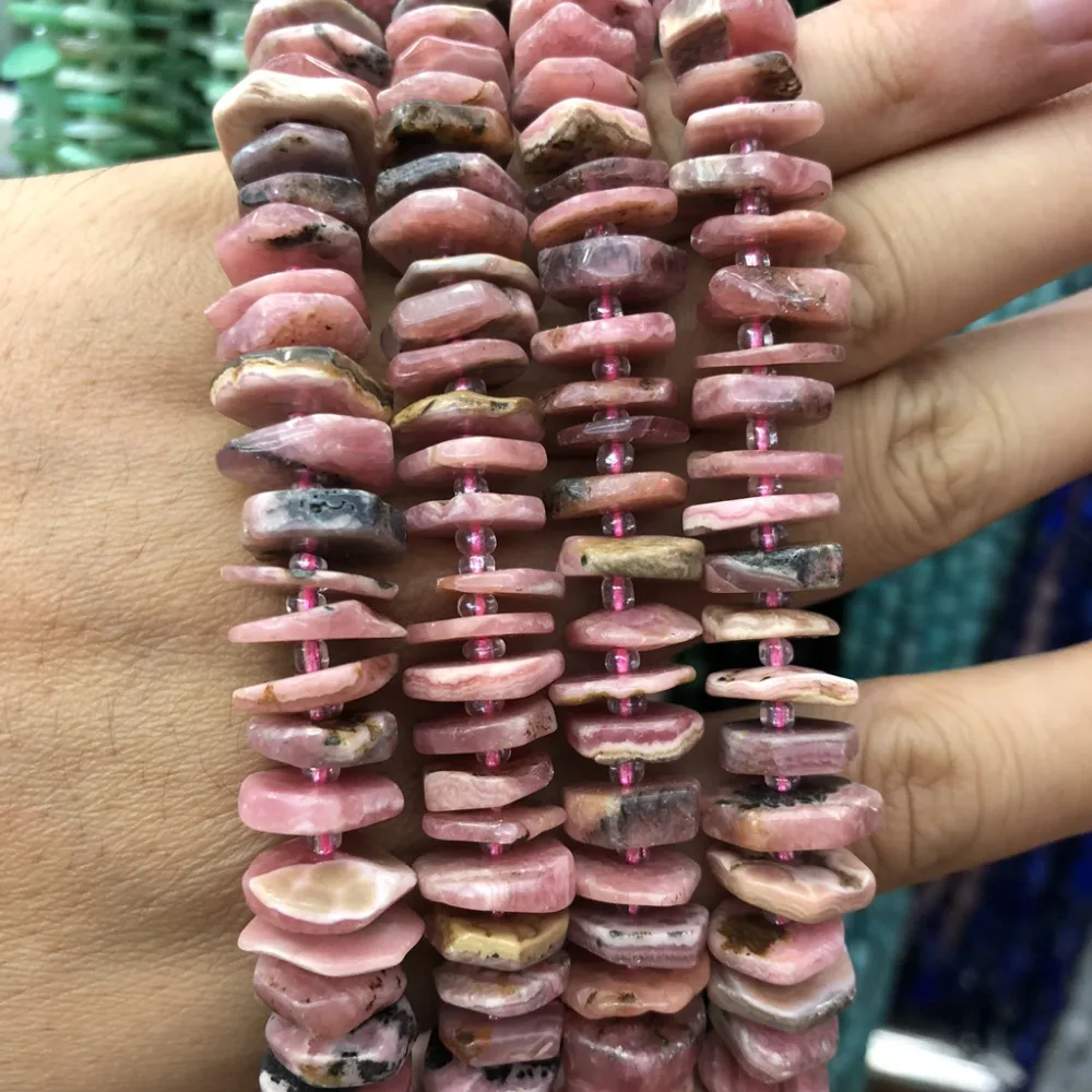 

Wholesale 3strings 15.5" Natural Rhodochrosite Beads Coin Chip Nugget Bead,Rhodonite Stone Nugget Gem Jewelry Making Beads