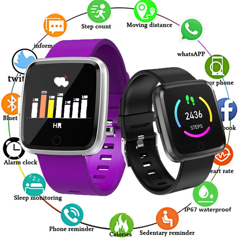 

2019 Y7 Smart Watch IP67 Waterproof Fitness Tracker Heart Rate Monitor Blood Pressure Women Men Clock Smartwatch for Android IOS