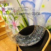 Inflatable Crystal Transparent Swimming Ring Adult Child Shiny Glitter Giant Pool Party Float Toys Sequin Lifebuoy High Quality - Цвет: Silver70